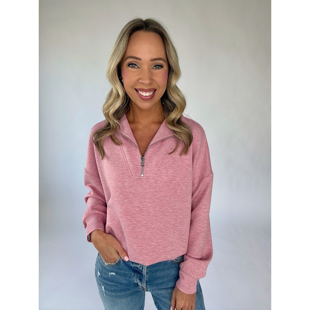 Varley Hawley Half Zip Sweatshirt Pink Large New With Tags